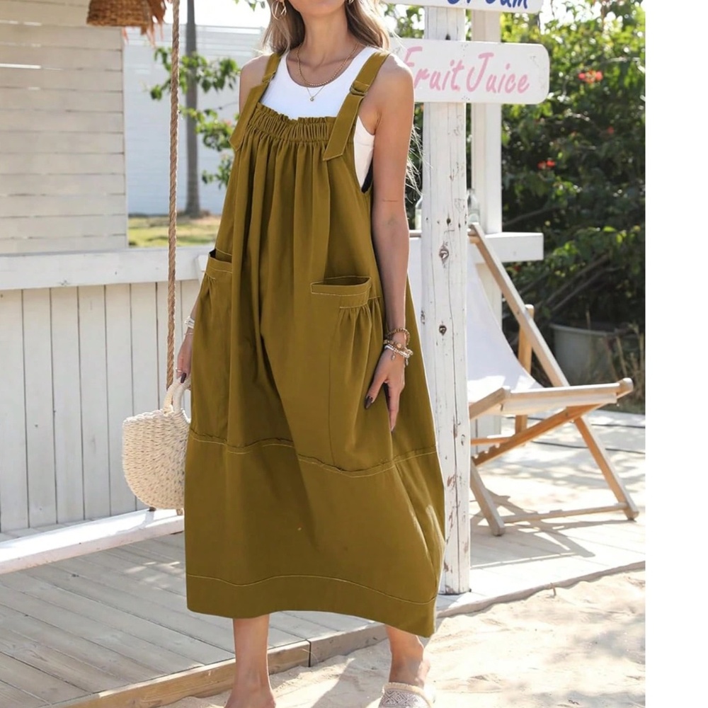 Solid Reverse Stitch Tie Back Minimalist Dress